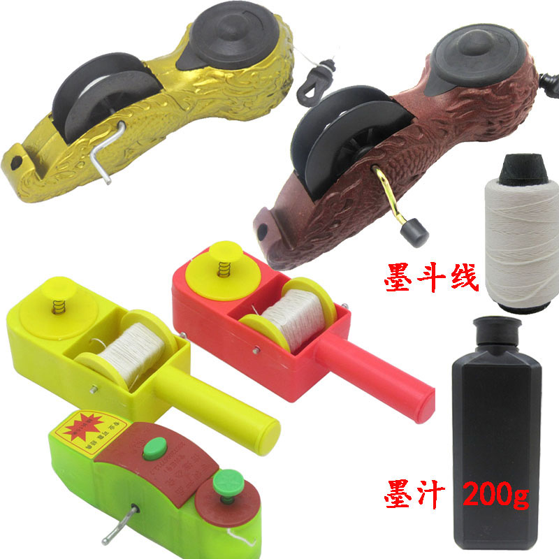 Dragon pattern ink bucket woodworking ink bucket scribing machine manual ink bucket scribing tool plastic ink bucket old-fashioned hand cranked ink bucket