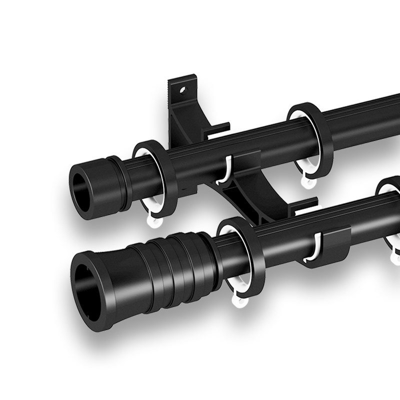 Gold Rich Source Black & White Minimalist Window Curtain Rod Eurostyle Roman Rod Silent Curtain Track Black Rod double track Roman column