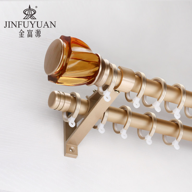 Gold Rich Source Nordic Window Curtain Rod Silent Roman Stem Brief Modern Thickened Aluminum Alloy Rail Single Pole Double-Pole Mount