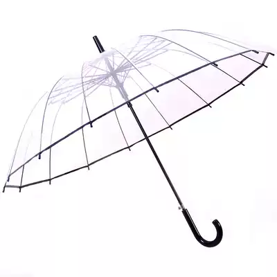 Transparent umbrella umbrella long handle logo red custom printing Xinxue pattern advertising umbrella women's net small Qingsheng umbrella white