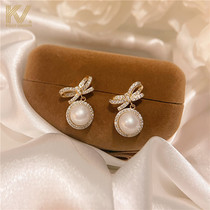 (520 recommended) KELLY VINSON Bow Tie Pearl Ear Clip Without Earthen Ear Accessories Light Extravagant Earrings