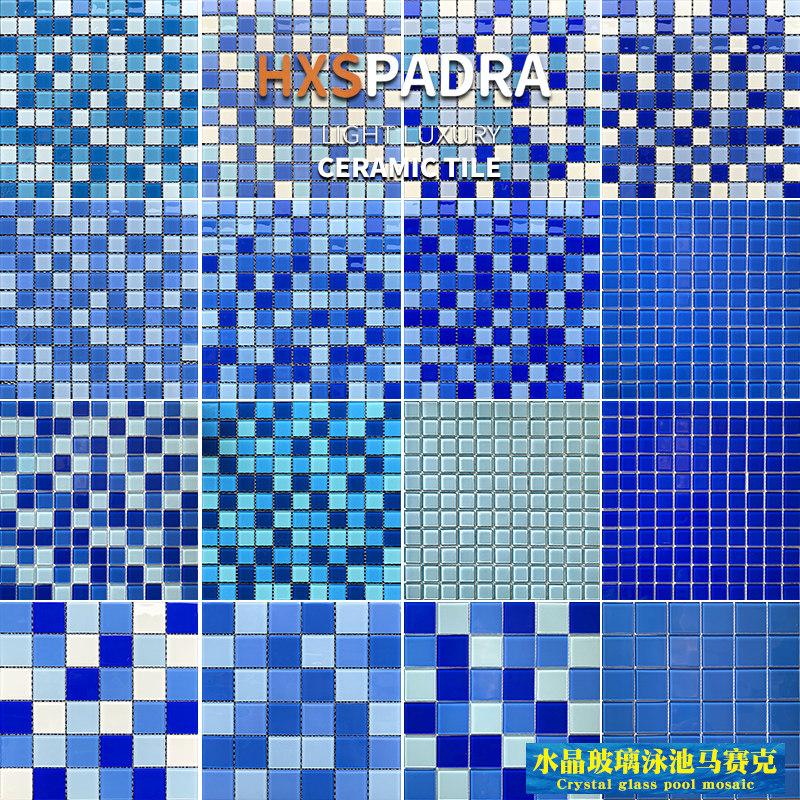 Pandora Crystal Glass Pool Mosaic Tile Background Wall Stick Kitchen Toilet Fish Pool Tile