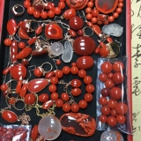 Красный агатовый браслет из провинции Юньнань, бусины, подвеска, кольцо, ожерелье