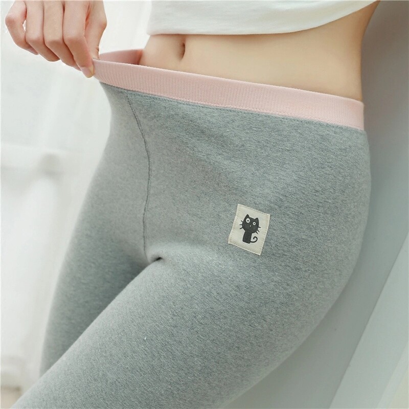 Inside lap pants woman outside wearing spring and autumn slim fit grey kitten pure cotton high waist and long pants 90% yoga slim fit skinny skinny pants