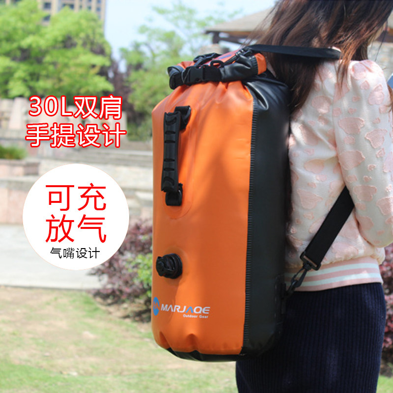 MARJAQE inflatable waterproof bag double shoulder 30L anadromous drift swimming bag bucket diving snorkeling seal collecting bag