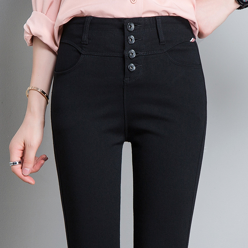 High Waist Inner Lap Pants Woman Outside Wearing Spring Autumn 2022 New Small Black Pants Small Feet Summer Slim Pencil Pants Black Pants