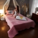 Khăn trải giường bằng vải nhung pha lê màu dày quilted Hàn Quốc khăn trải giường mùa thu và mùa đông ấm áp bộ ga giường