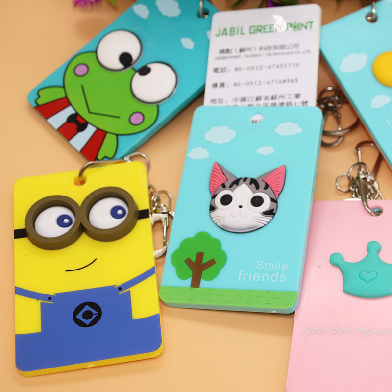 Cute cartoon animation stereo bus card set Key button school card set 