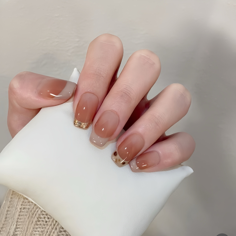 Autumn and Winter French Gradient Pure Desire Wearable Nail Art Finished Nail Pieces Fake Nails Removable High-End Handmade