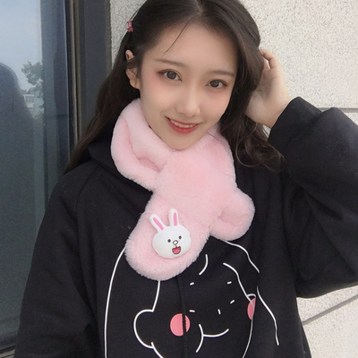 韩版围巾女冬季仿獭兔毛学生可爱