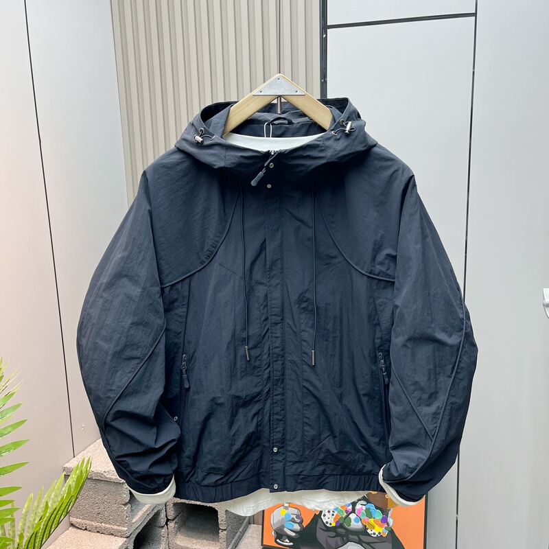 2026 Spring New Trendy Men's Hooded Jacket Casual Fashion Versatile Loose Zipper Windbreaker Jacket for Men