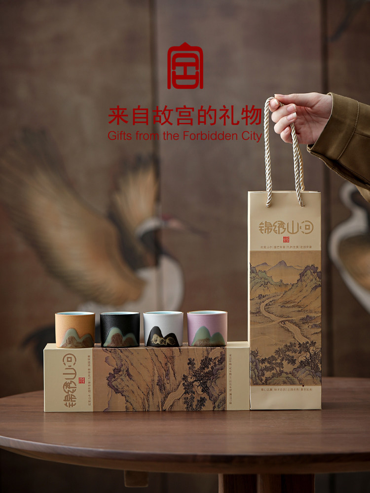 Forbidden City Cultural and Creative Industries Jingxuan Jiangshan Tea Cup Set Company Annual Meeting Gift for Elders, Customers, and Employees as Souvenirs