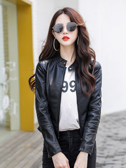 Small leather jacket women's quilted thickened autumn and winter 2025 new short high-waist motorcycle black slim pu leather jacket