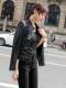 Small leather jacket for women Haining short motorcycle spring and autumn 2025 new autumn and winter stand-up collar cotton thick pu leather jacket