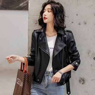 Women's Short Leather Jacket, Casual Korean Style, Loose Fit, 2025 Autumn and Winter, Fleece-Lined and Thickened, New Motorcycle Jacket, Pu Leather Jacket