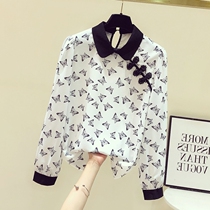 Broken Flowers Snowspun Shirt Woman 2021 Fall New Design Sensation Niche China Wind Qipao Disc Buckle Sleeve Head Blouse Women