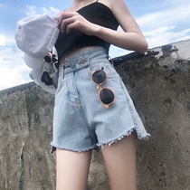 High Waist Denim Shorts Womens Summer 2021 New Slim Hair Side Hot Pants 100 Hitch Slim Leggings Elegant Ultra Shorts