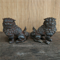  Town house lion iron to ward off evil spirits Nafu Classical club Office living room home antique ornaments practical collection pair