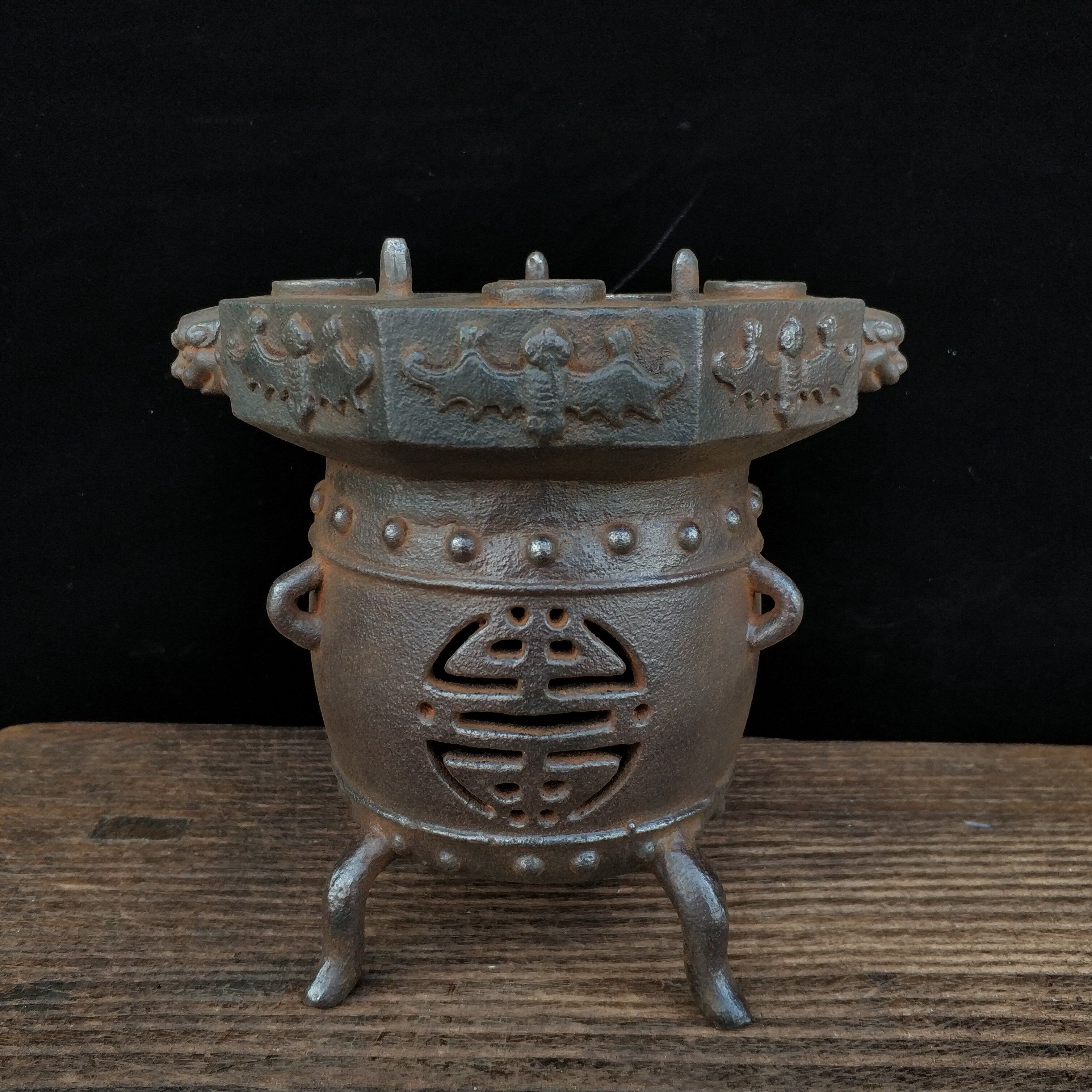 手炉□古銅製 手あぶり 手火鉢 火器 香炉 鳥 柳 透かし 馬 手持ち