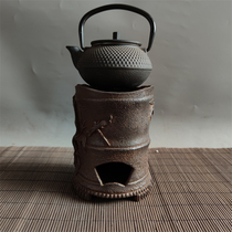 Bamboo pattern cast iron stove fire basin cooking tea hot water heating stove charcoal stove warm wine stove Barbecue Yuci Tea House Practical