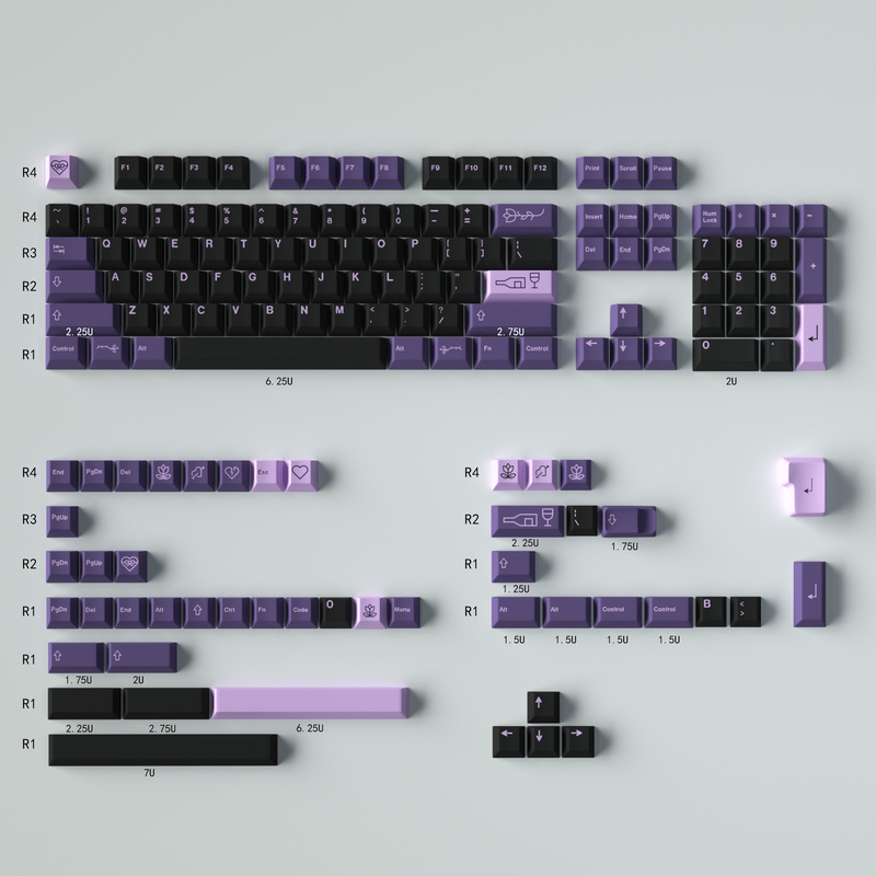 Gmk First Love Keycaps, Purple, Original Height, Pbt Dye-Sublimation, Complete Set for Mechanical Keyboard Gmk First Love Keycaps, Purple, Original Height, Pbt Dye-Sublimation, Complete Set for Mechanical Keyboard