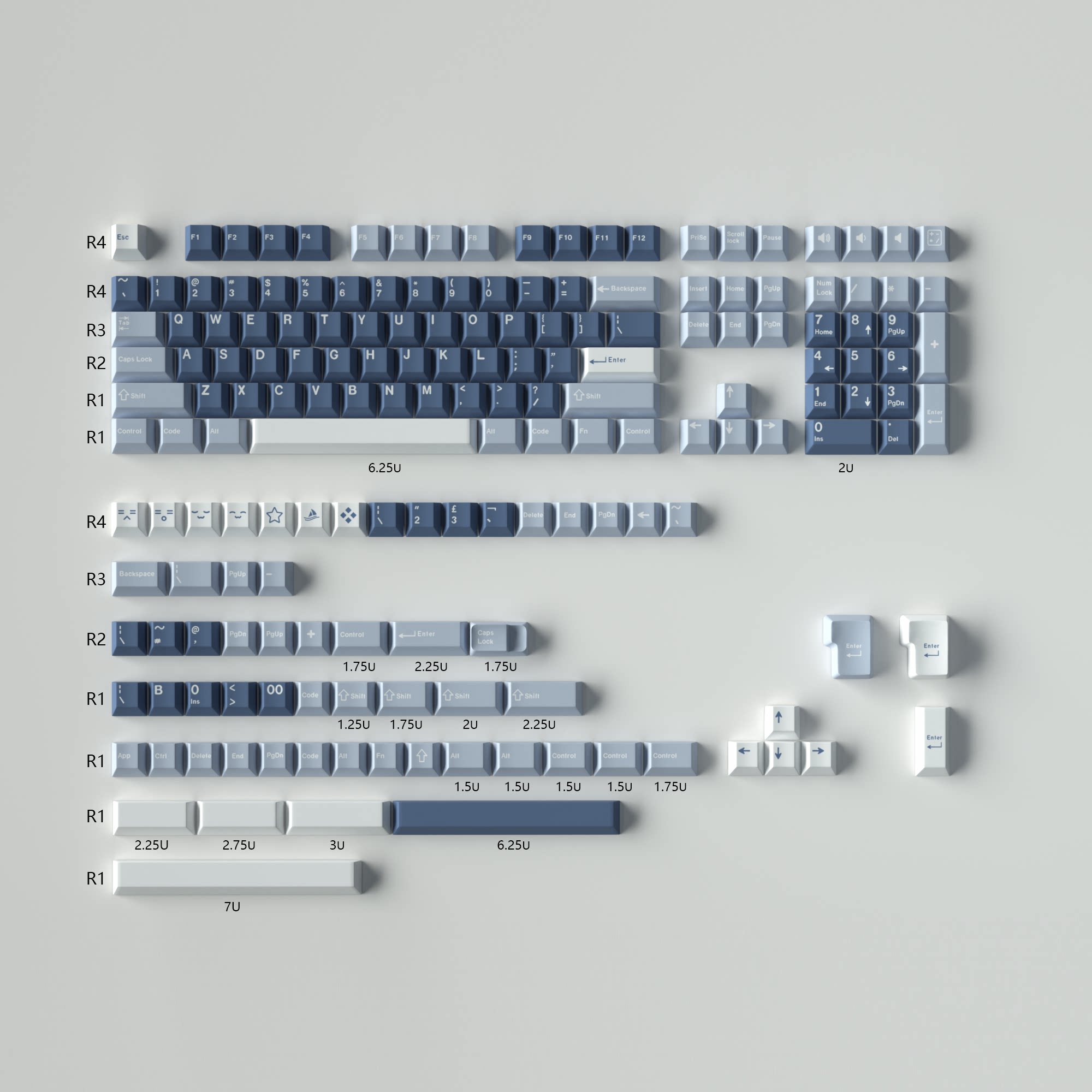 Original factory fishing keycap blue 174-key abs two-color molded ...