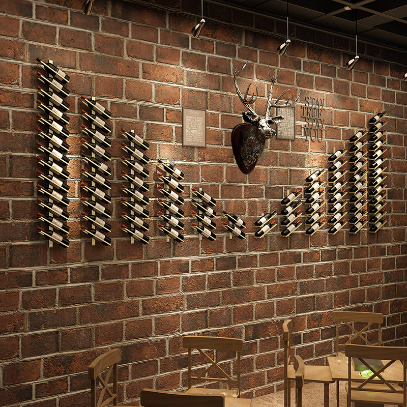 Red Wine Rack Swing Piece Wall-mounted Creative Iron Art Wine Cabinet Home Wine Show Shelf Left Skew Suspended Hanging Wine Bottle Rack