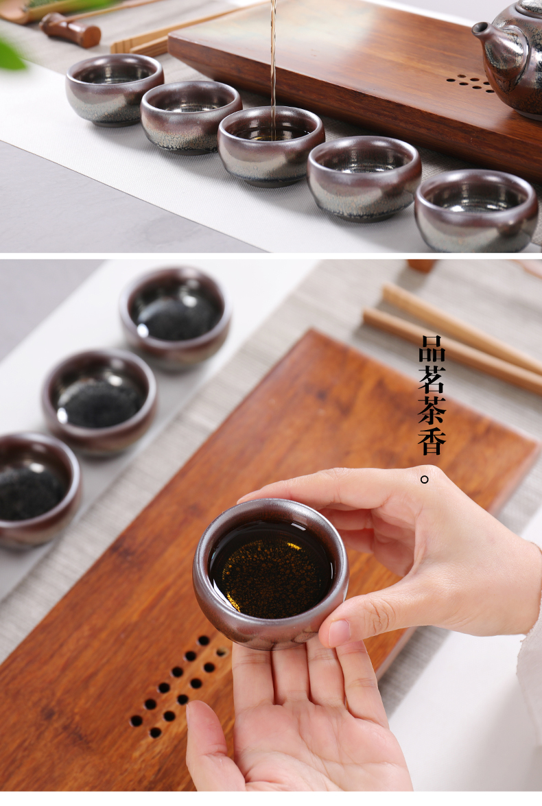 Poly real (sheng jianyang built lamp that kung fu tea set oil droplets TuHao tea red glaze, ceramic lid sample tea cup bowl