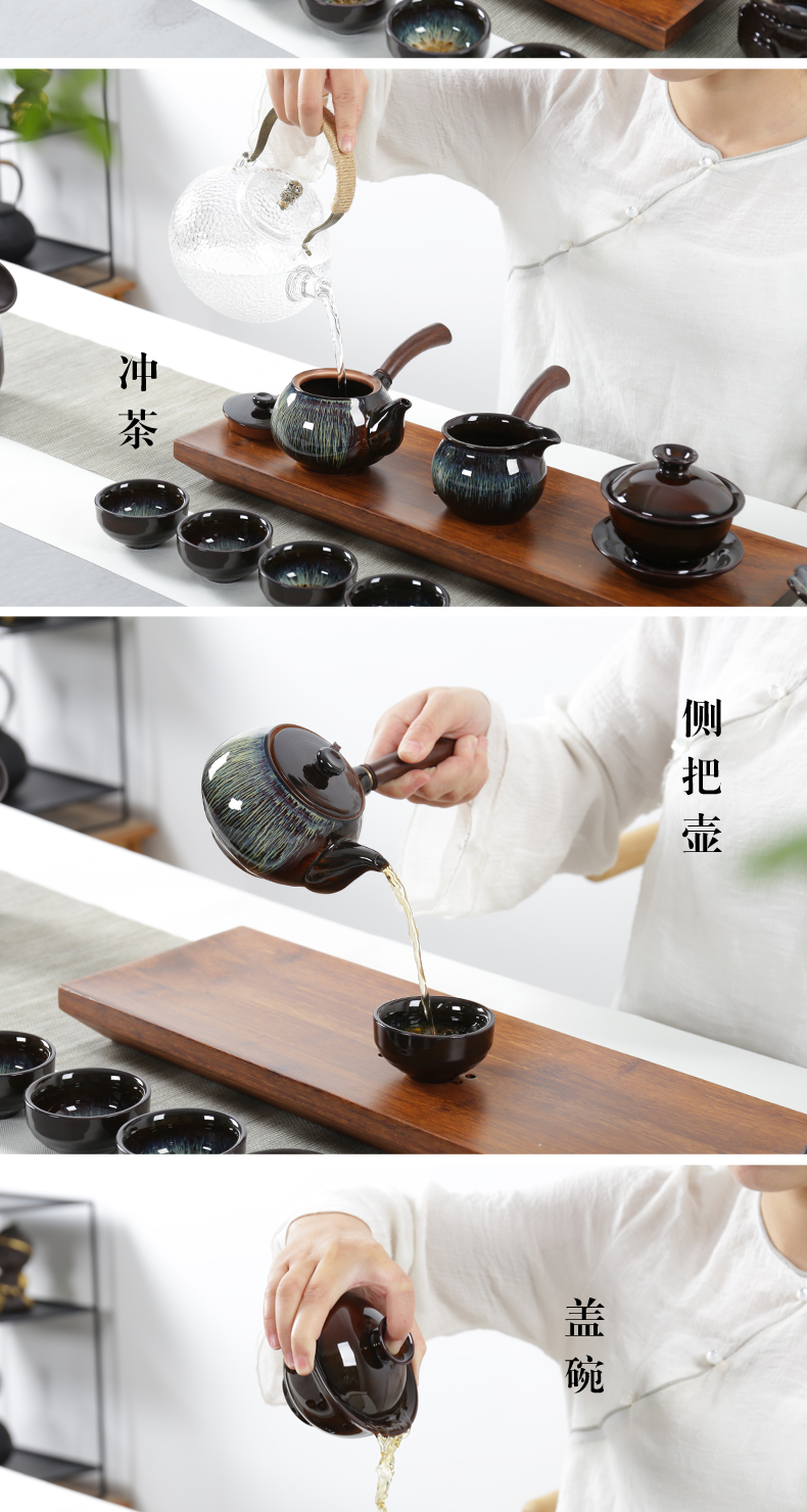 Poly real (sheng building masterpieces lamp that variable elder brother up and exquisite red glaze, ceramic kung fu tea teapot teacup sea home outfit