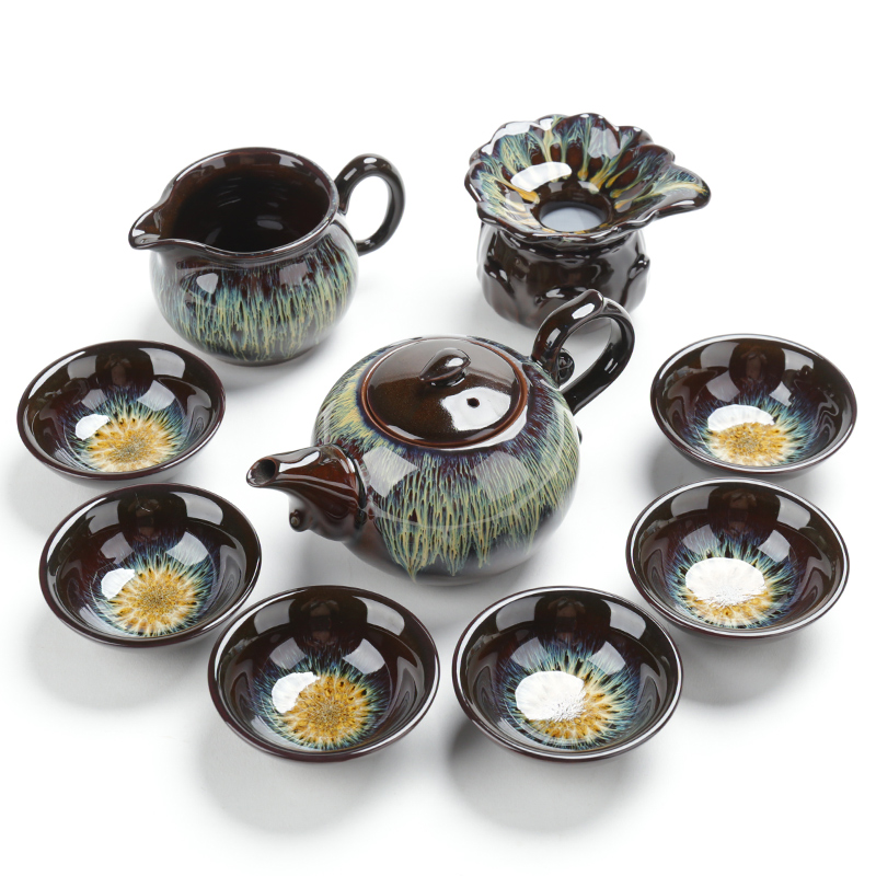 Poly real (sheng building masterpieces lamp that variable elder brother up and exquisite red glaze, ceramic kung fu tea teapot teacup sea home outfit