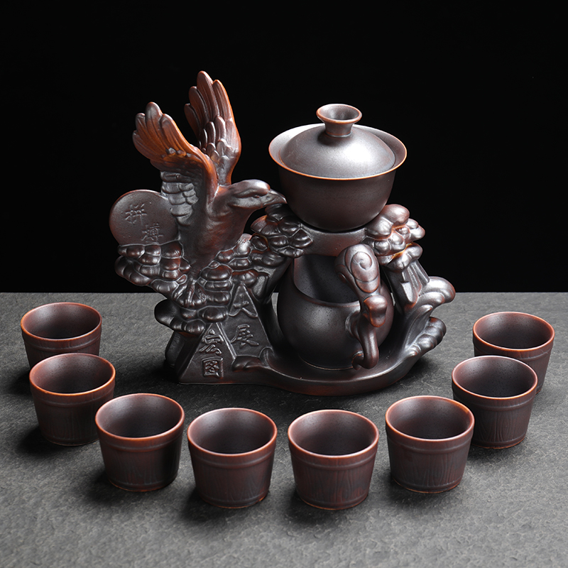 Poly real sheng lazy people make tea tea service automatically suit household water ceramic kung fu tea teapot tea cups