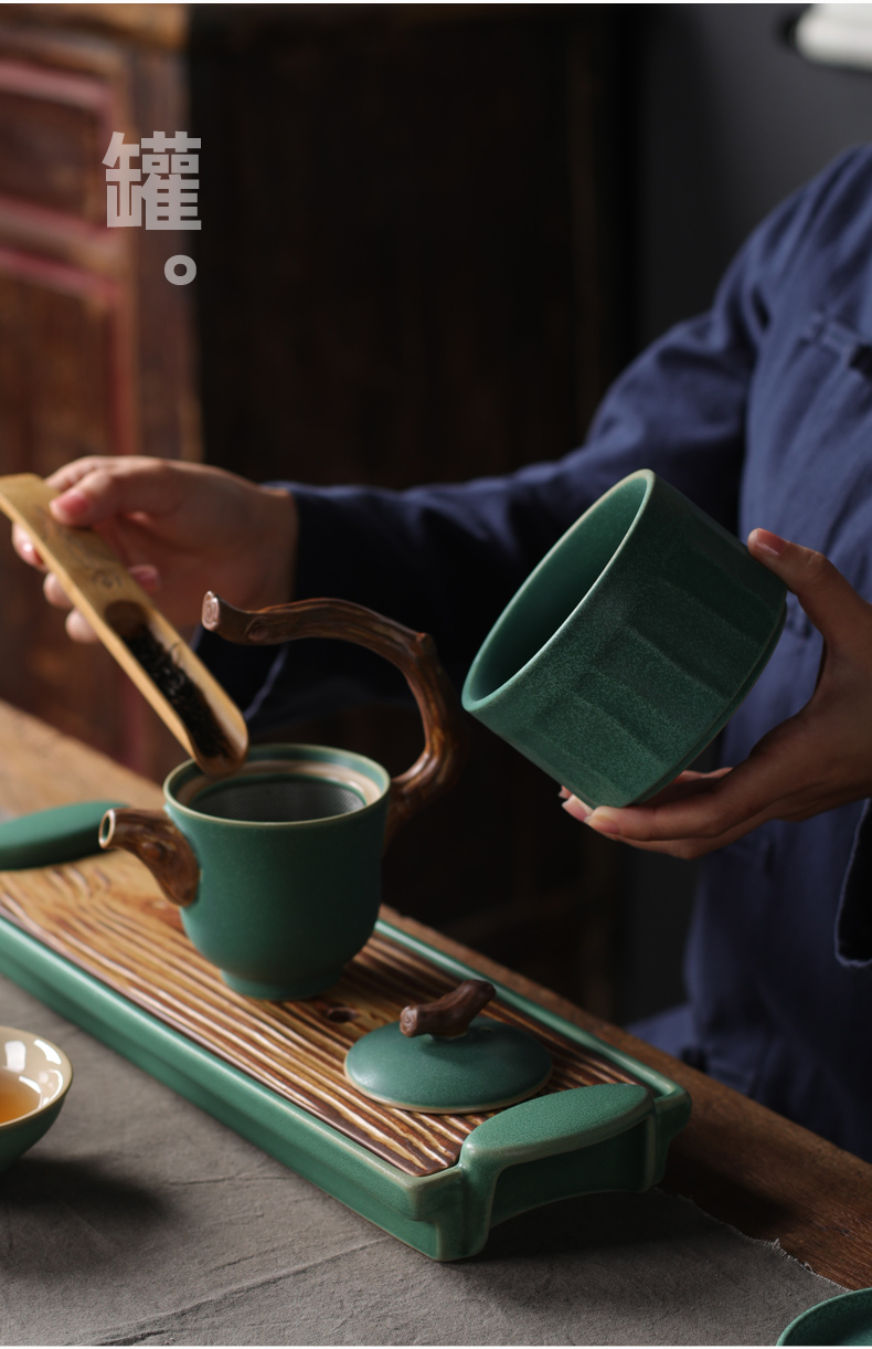 Japanese coarse pottery kung fu tea set home a pot of restoring ancient ways is two cups of gift boxes in the teapot teacup tea tray