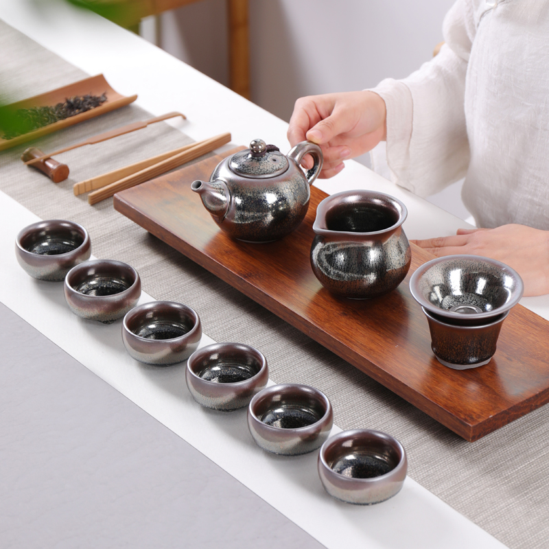 Poly real (sheng jianyang built lamp that kung fu tea set oil droplets TuHao tea red glaze, ceramic lid sample tea cup bowl