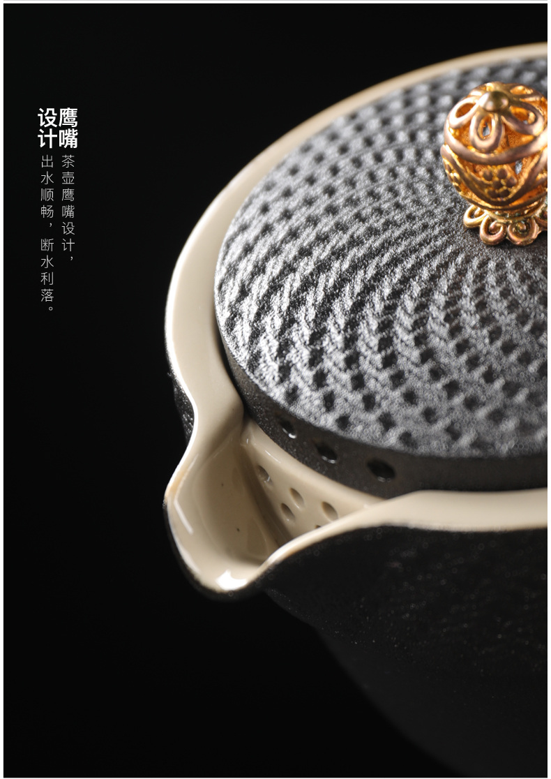 To crack a pot of travel three cups of tea set suit small sets of portable bag type ceramic teapot set LOGO with kung fu