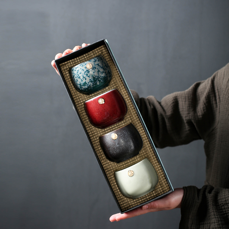 Ceramic masters cup sample tea cup set small household kung fu tea set four cups or personal single cup lamp cup
