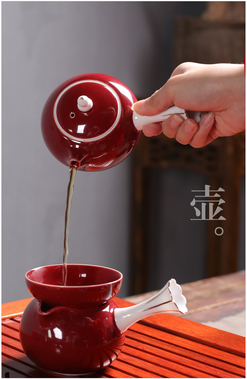 Ceramic kung fu tea set suit household Chinese wind Chinese tea cups lid bowl sitting room tea, tea tray