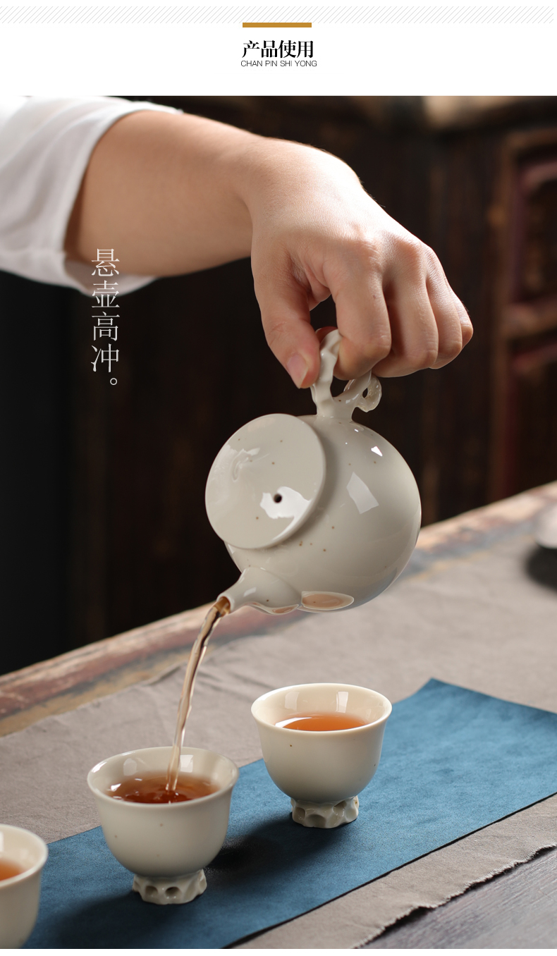 Poly real (sheng plant ash little teapot checking ceramic single pot of restoring ancient ways is kung fu tea set Japanese thin foetus teapot household