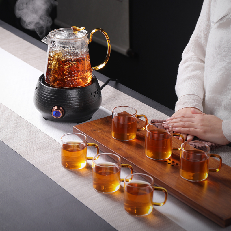 Automatic boiling tea ware suit black tea, white tea glass tea stove steam cooking pot heating small electricity TaoLu household