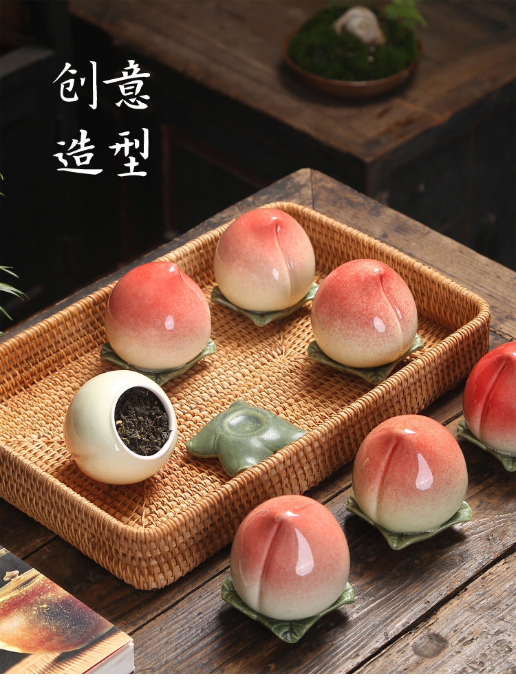 Creative peach caddy fixings ceramic mini small peach seal pot furnishing articles birthday banquet menu to return gift