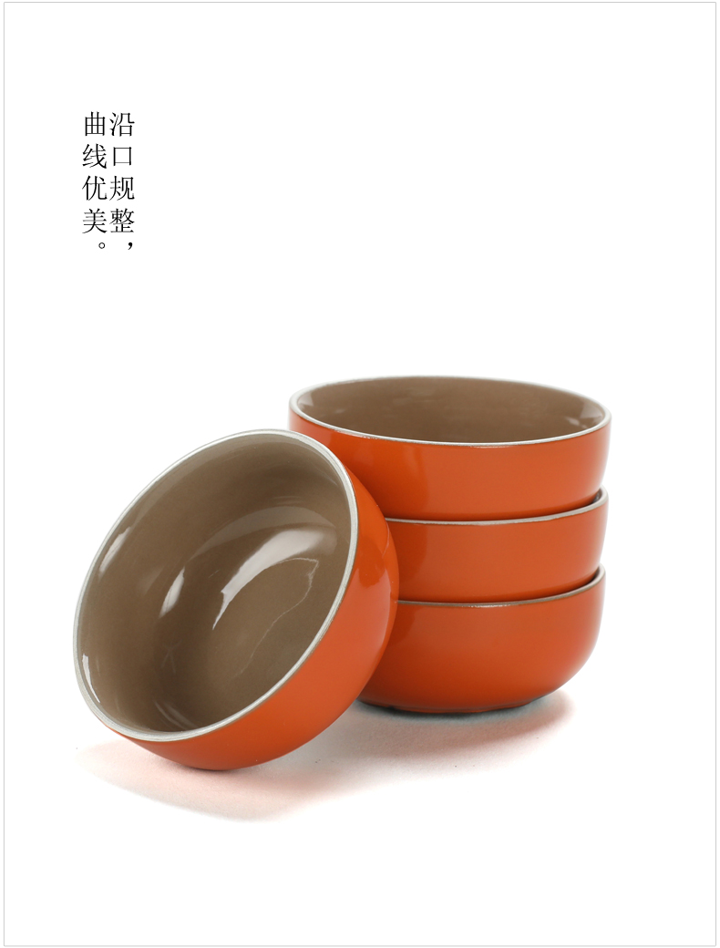 Poly real (sheng persimmon persimmon tea set suit household ceramics by hand is the best holiday gift box of the teapot teacup set of kung fu