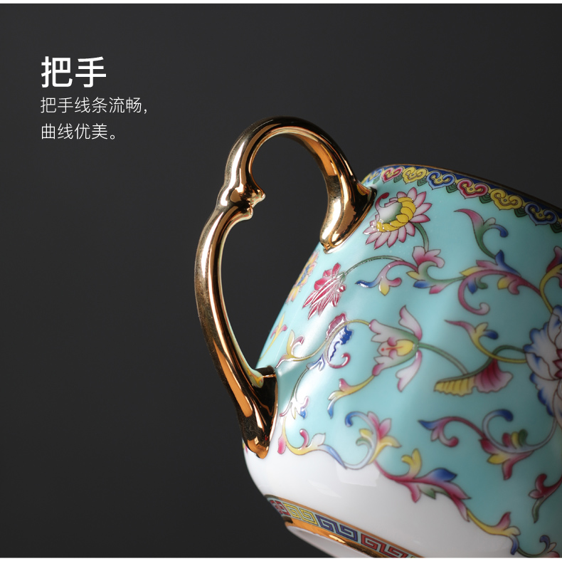 Colored enamel coppering. As silver cup with cover large capacity cup paint glass ceramic glass office tea masters cup