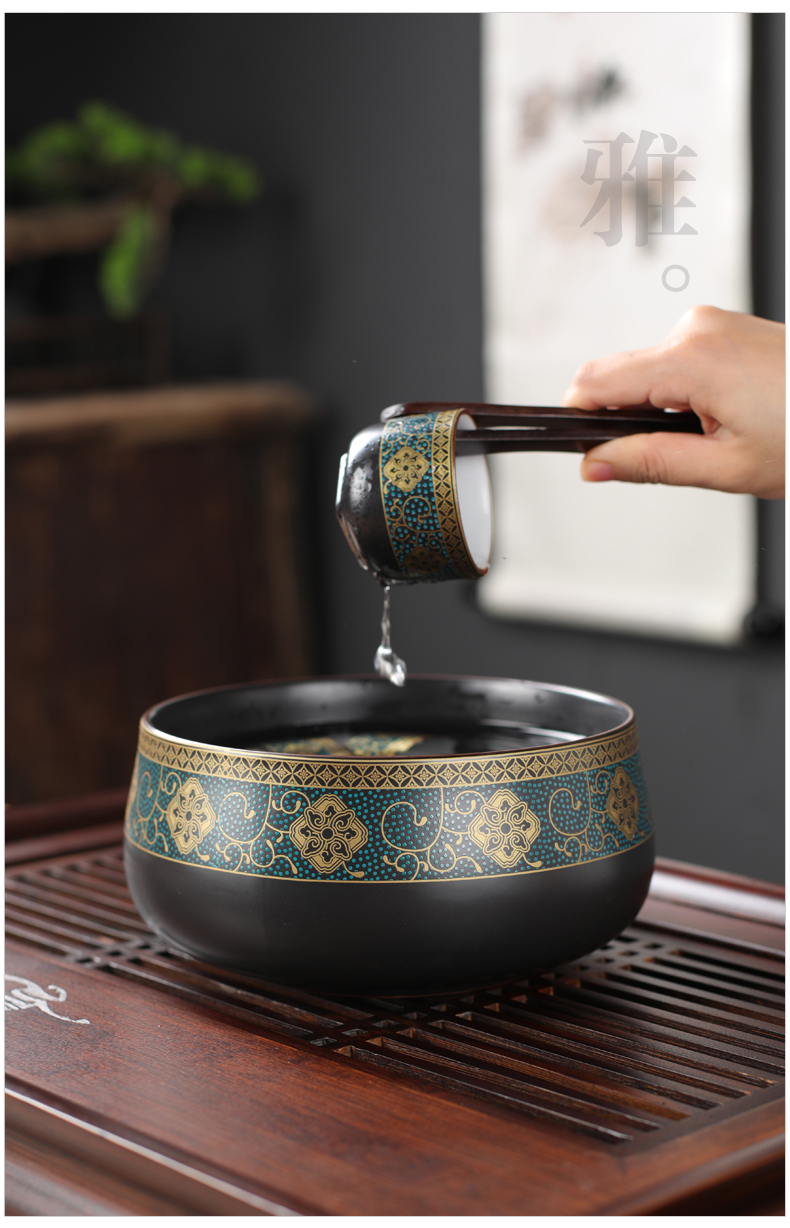 Ancient ceramic tea six gentleman 's suit kung fu tea set with parts of zero with tea art furnishing articles ChaGa wipes brush