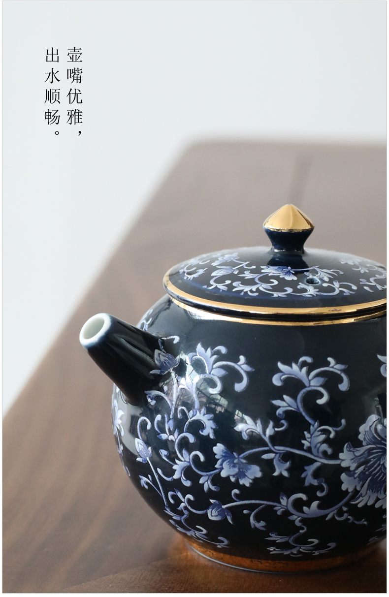 Jingdezhen blue and white porcelain ji blue kung fu tea set the lid to use contracted household ceramic cups Japanese side