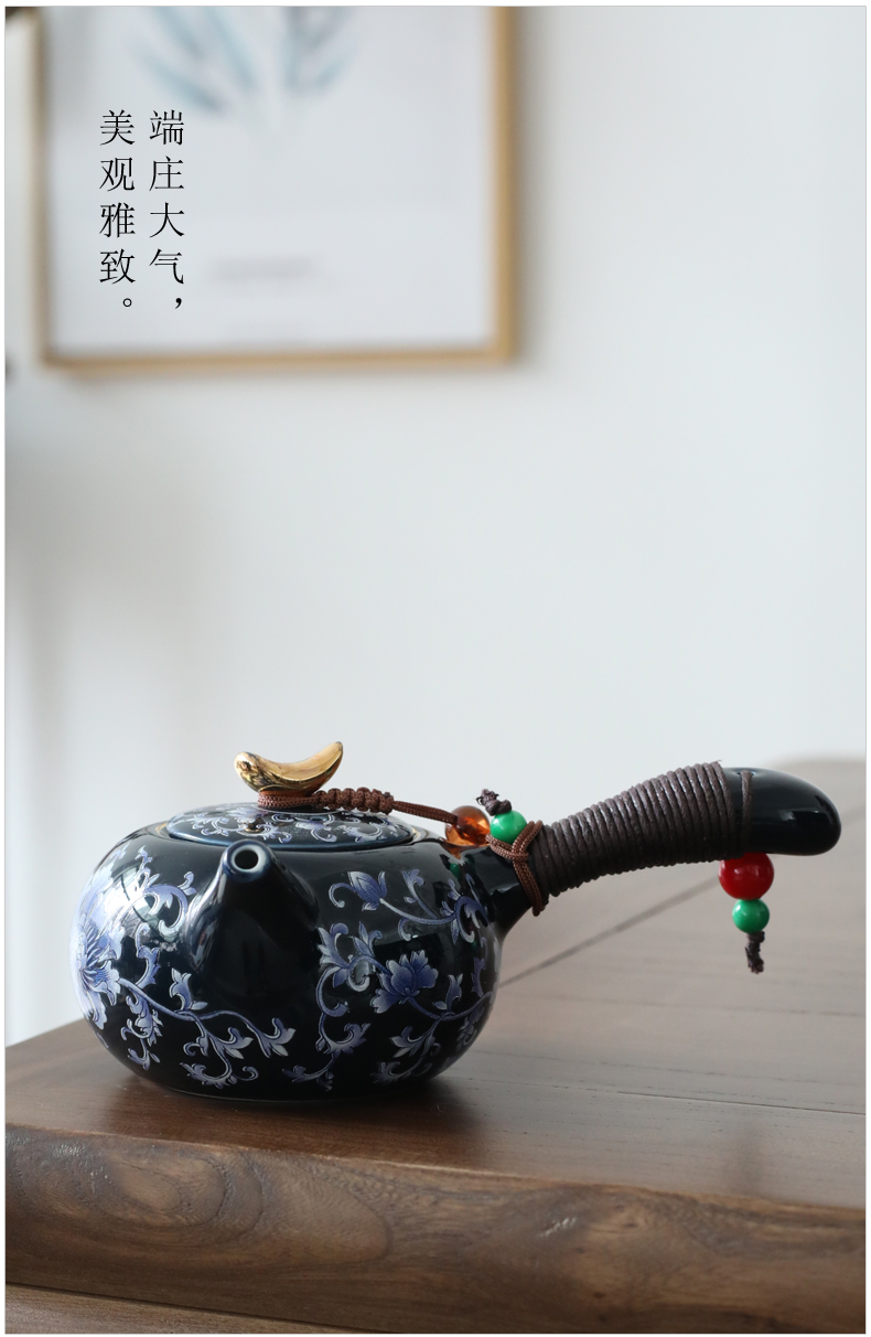 Jingdezhen blue and white porcelain ji blue kung fu tea set the lid to use contracted household ceramic cups Japanese side