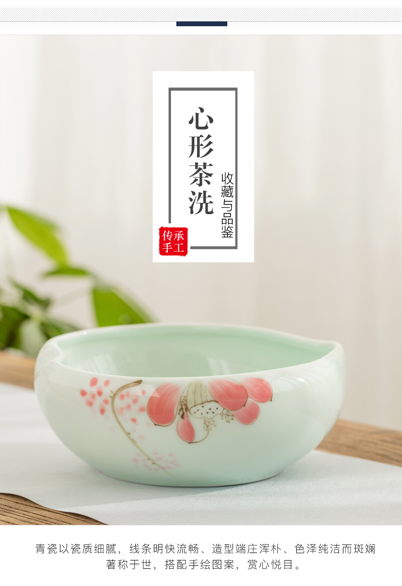 Poly real (sheng celadon hand - made ceramic in hot water to wash the bucket cup tea wash water wash to built large kung fu tea water jar tea taking