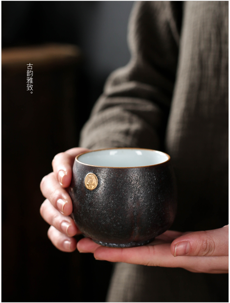 Ceramic masters cup sample tea cup set small household kung fu tea set four cups or personal single cup lamp cup