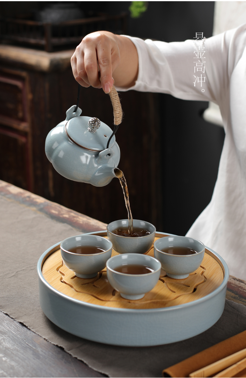 Poly real (sheng travel tea set suit portable package household contracted small Japanese porcelain teacup your up kung fu tea tea tray