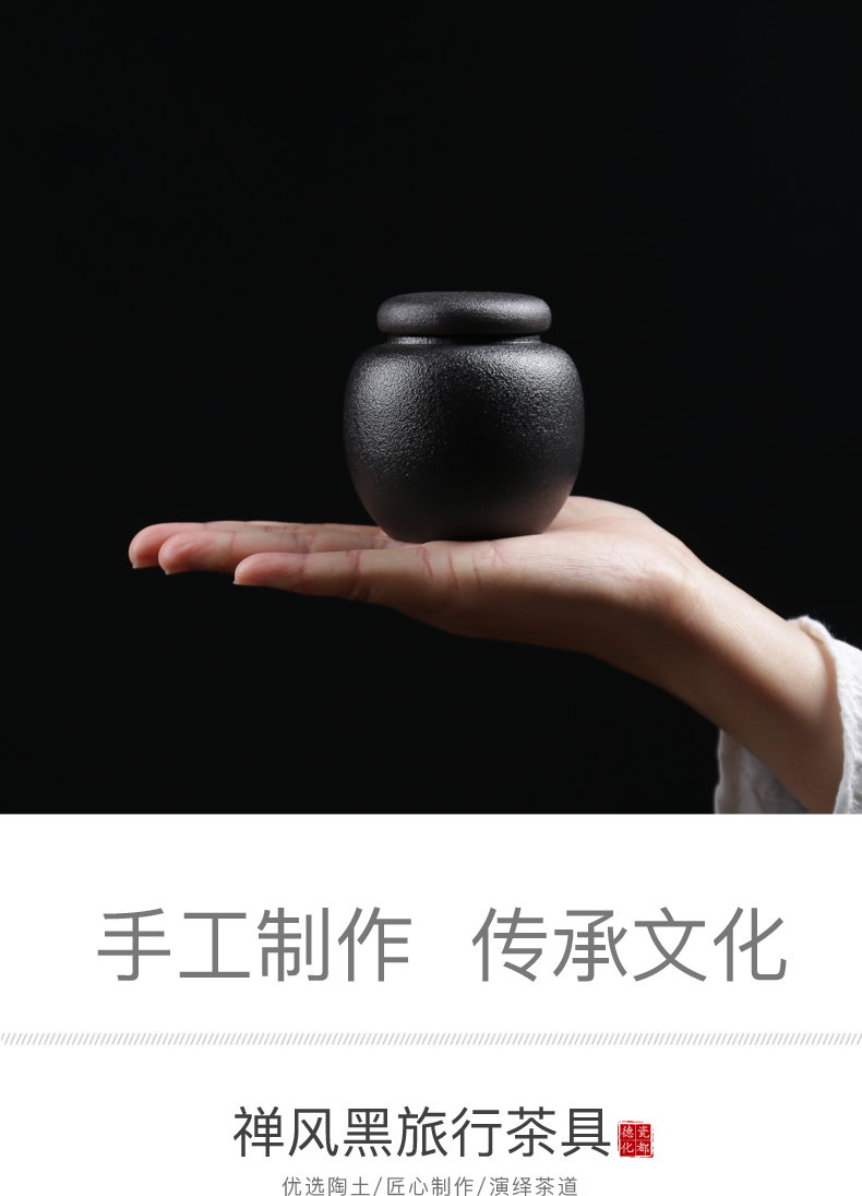 Travel together, super black pottery tea contracted is suing the home portable package crack cup a pot of two cups of kung fu tea set