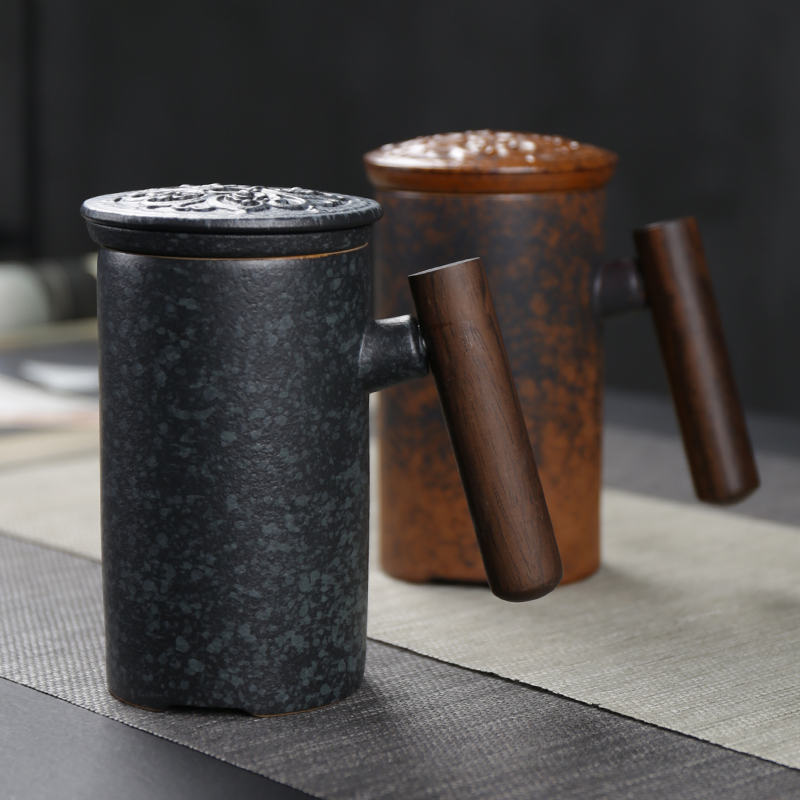 Gift mugs filter tea cups with cover glass ceramic cups office large - capacity glass trill with money