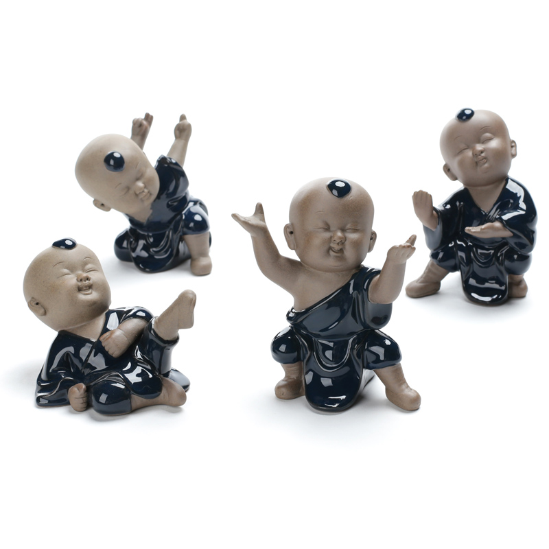 Poly real (sheng ceramic tea pet furnishing articles kung fu kid play creative monk monk character tea tea taking of spare parts